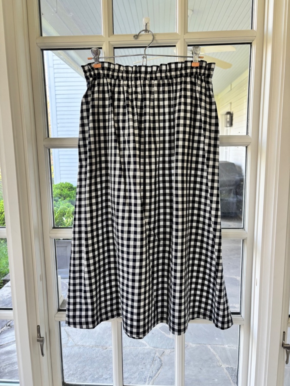 J CREW NAVY AND WHITE GINGHAM A-LINE SKIRT - SIZE S - Picture 4 of 4